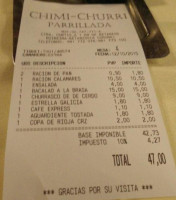 Chimi Churri Parrillada menu