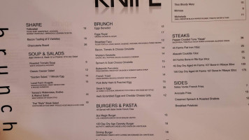 Knife Steakhouse menu