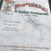 Tony's Italian Pizzeria menu