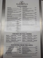 Elizabeths Bar Restaurant menu