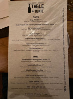 Table Tonic menu