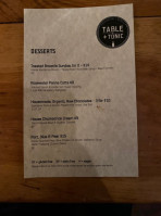 Table Tonic menu