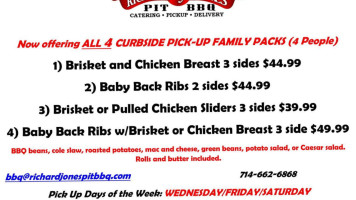 Richard Jones Pit Bbq Catering menu