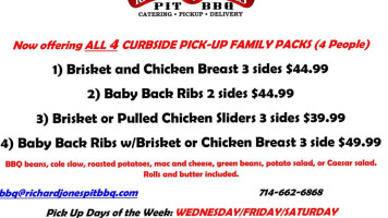 Richard Jones Pit Bbq Catering menu