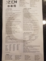 Zen Japanese Grill & Sushi menu