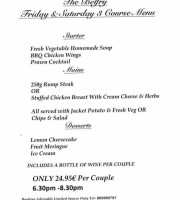 The Belfry menu