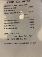 Sushi You Honolulu menu