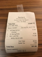 Thai Hot 3 menu