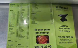 Bar Cafetería Restaurante El Yunque menu