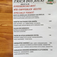 Tasca Dos Jotas menu