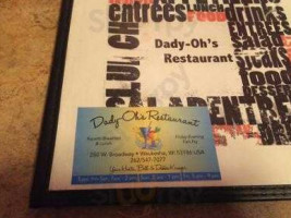 Dady-oh's menu