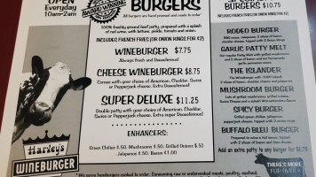 Harvey's Wine Burger menu