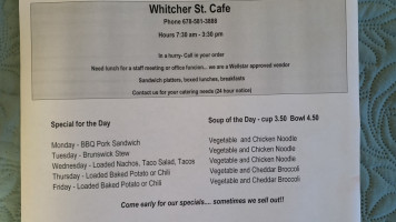 Whitcher Street Cafe menu