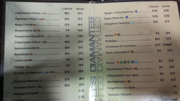 Los Diamantes menu