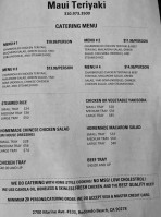 Maui Teriyaki menu