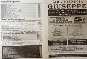 Pizzeria Giuseppe menu