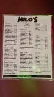 Mr G's menu