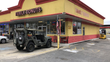 Family Donuts outside