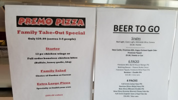 Premo Pizza menu