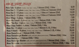 Sacha Chicken Koenigshoffen menu