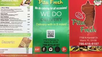 Pita Fresh menu