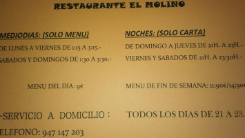 El Molino De Medina menu