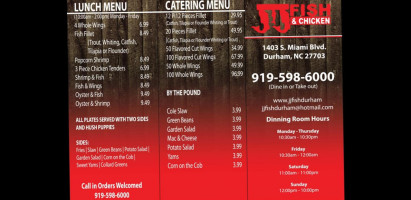 J J Fish Chicken menu