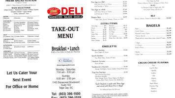 Tega Cay Gourmet Deli menu