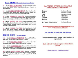 Ubon Thai Kitchen menu