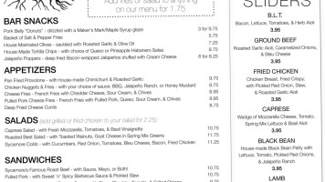 The Sycamore menu