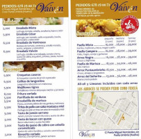 Vaivén Arrocería menu