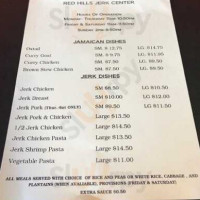 Red Hills Jerk Center menu