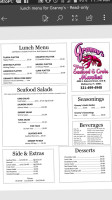 Granny's Fresh Seafood Crabs menu