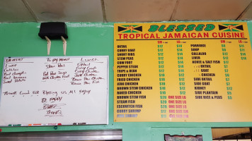 Blessed Tropical Cuisine menu