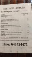 Sortetxe menu