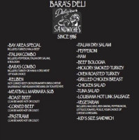 Bara's Grocery & Deli menu