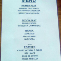 Bar-restaurant Camping Morunys menu