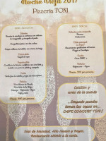 Toni Pizzeria menu