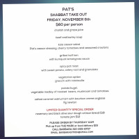 Pat's menu