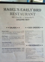 Mabel's Early Bird menu