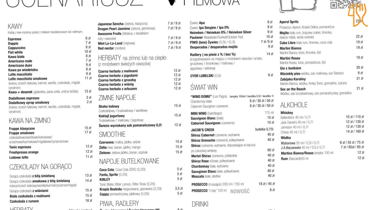 Kawiarnia Filmowa Menu