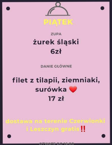 Obiady, Catering, Posiłki Regeneracyjne, Stołówka Na Chłodni Leszczyny Menu