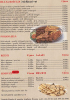 Kavalir Marende, Pizze, Grill menu