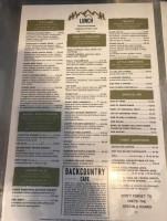 Back Country Cafe menu