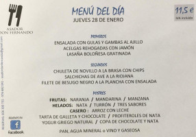 Asador Don Fernando menu