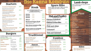 Die Kanna Kombuis menu