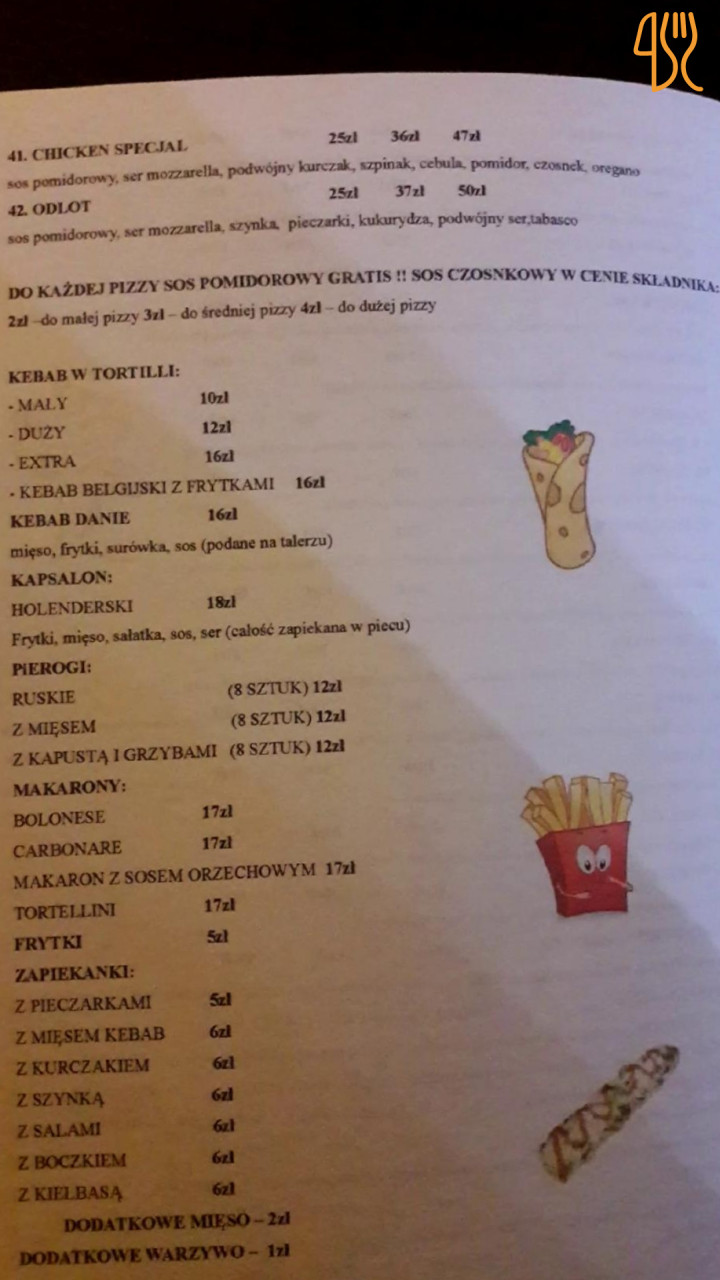 Pizzeria Oaza Menu