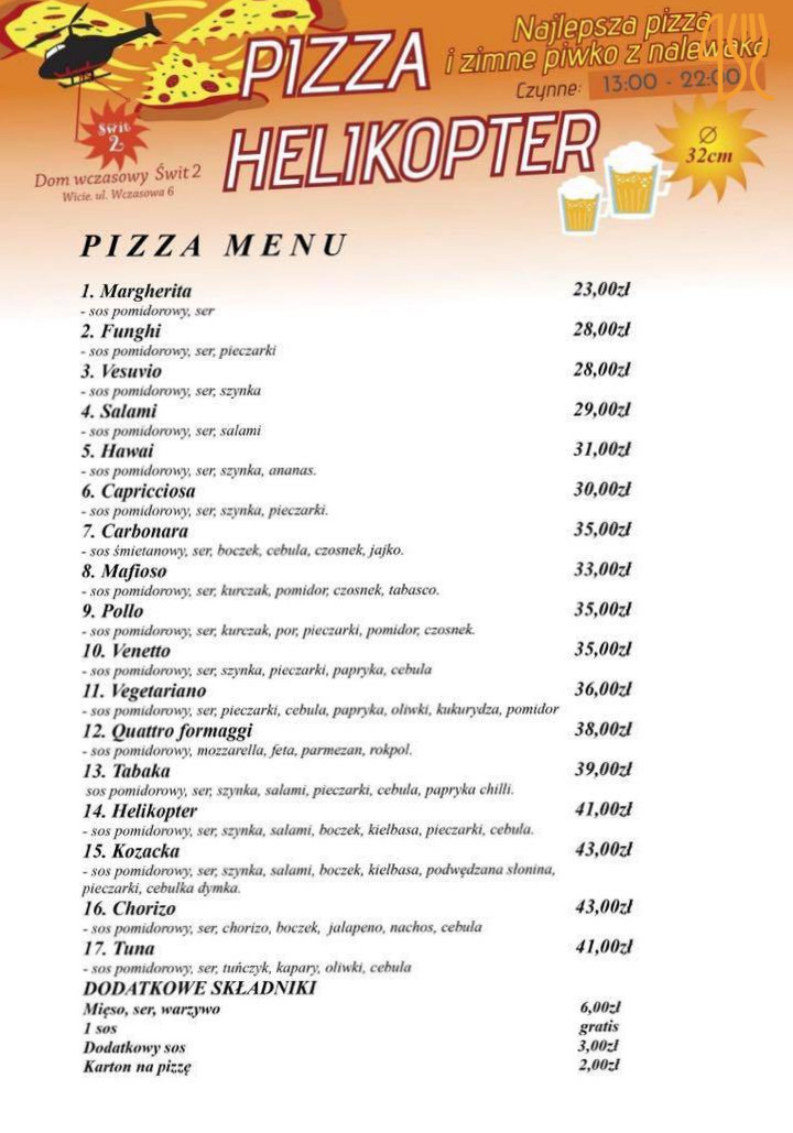 Pizza Helikopter Świt 2 Menu