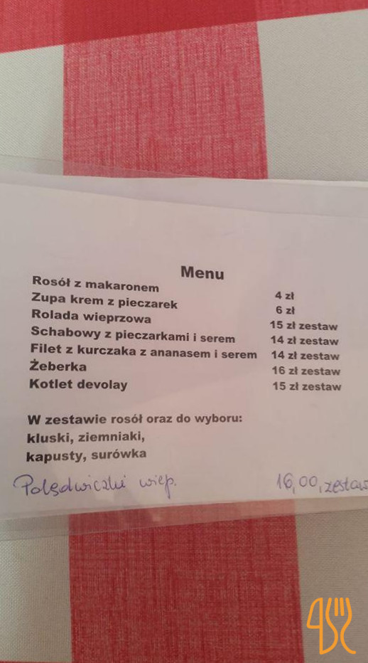 Sandman S.c. Krystyna Piosek Lukasz Piosek Menu