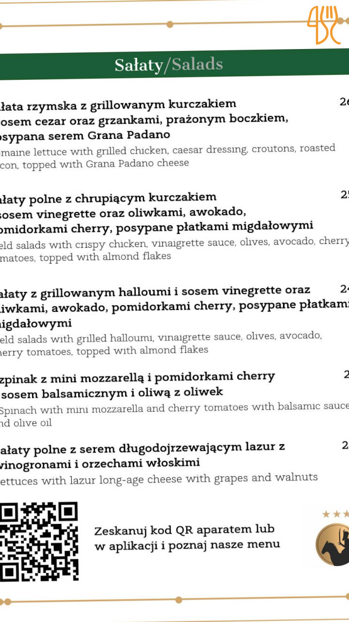 Willa Czarnieckiego Menu